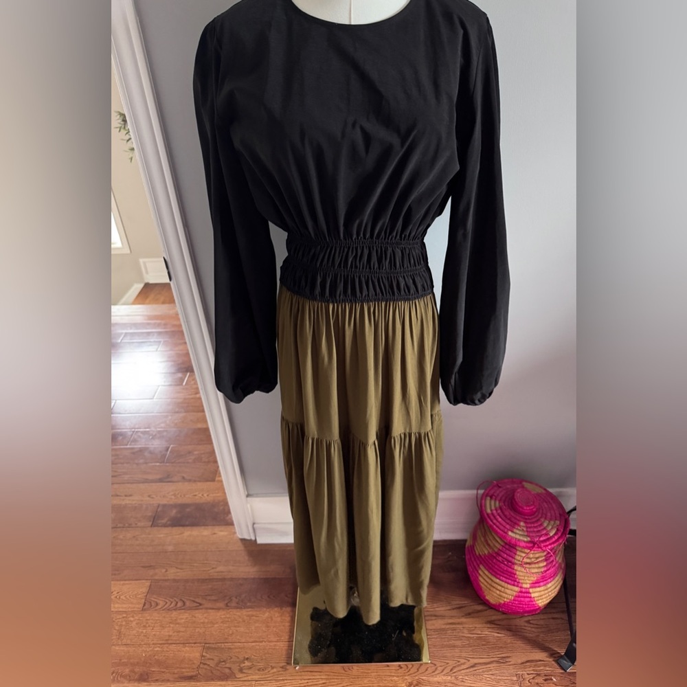 zara colour blocked midi dress